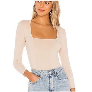 Free People Cream Long Sleeve Top
